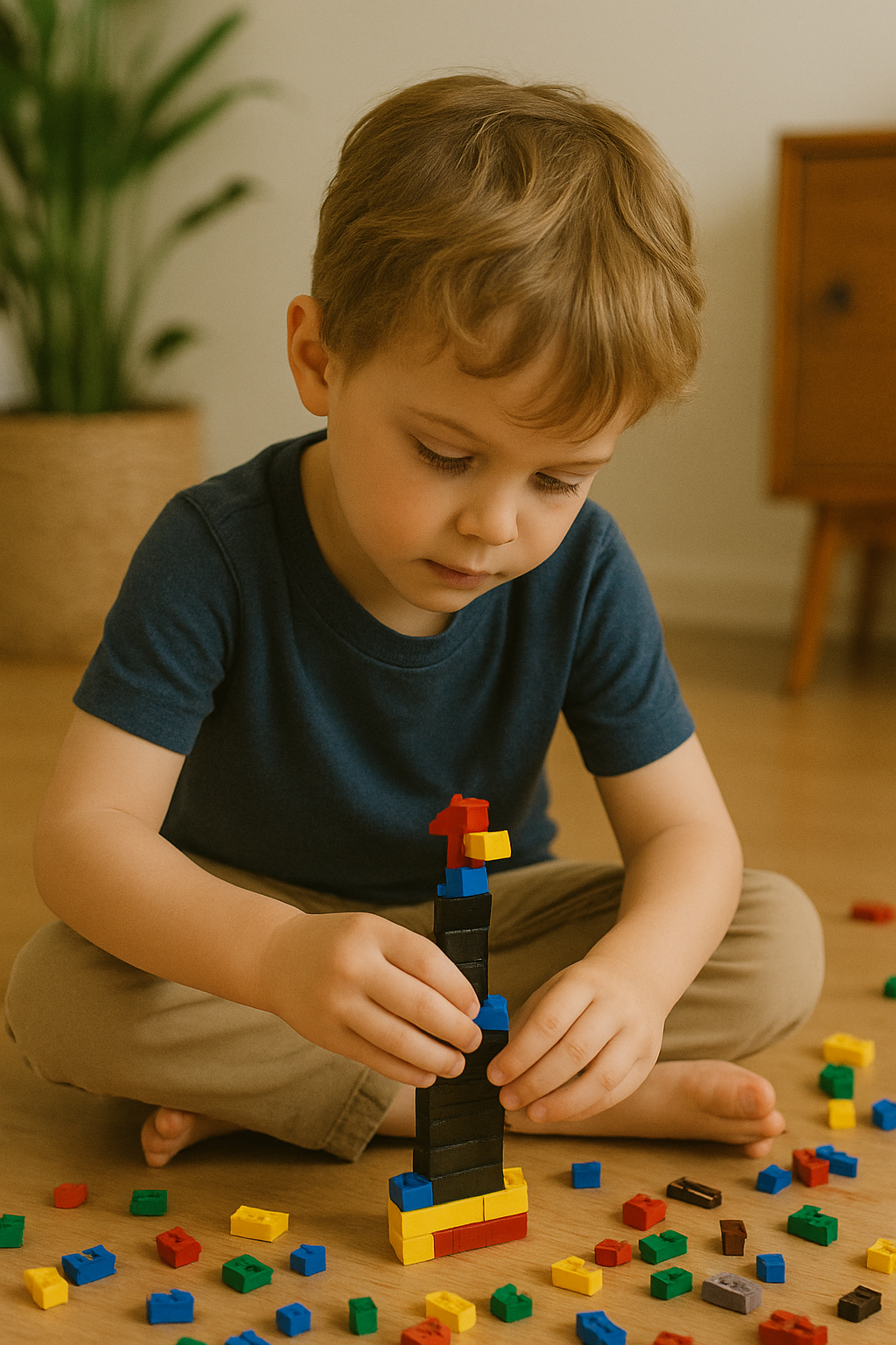 Six Bricks resources set out for a structured small-group learning activity